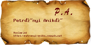 Petrányi Anikó névjegykártya