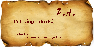 Petrányi Anikó névjegykártya